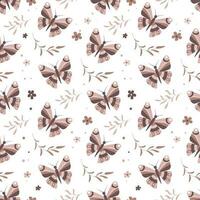 nahtlos Muster mit Schmetterlinge und Blätter isoliert auf ein Weiß Hintergrund. Muster zum Kleidung, Hintergrund, Küche Handtücher, Tischdecke vektor