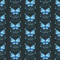 sömlösa mönster med fjärilar och blad vektor