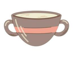 Gekritzel Tasse von heiß Tee oder Kaffee, Vektor isoliert eben Illustration.