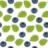 sömlös mönster av blåbär och bär löv i trendig nyanser. friska äter. abstrakt bakgrund vektor