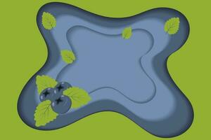 Blaubeeren mit Grün Blätter auf ein Hintergrund im modisch Farben auf ein Papier Schnitt Stil mit Copyspace vektor