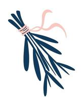 massa örter. illustration för magi, aromceremoni, örtmedicin. massa torkade örter bundna med ett rep med en rosett. växtbaserade vektorillustration isolerad på vit bakgrund vektor