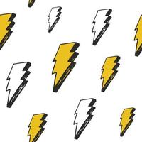 Blitz nahtlose Muster-Vektor-Illustration. handgezeichnete skizzierte Doodle Blitzsymbole vektor