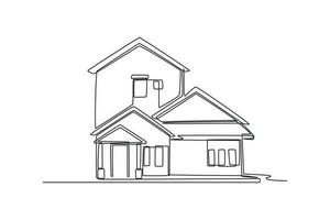 einer kontinuierlich Linie Zeichnung von Haus Konzept. Gekritzel Vektor Illustration im einfach linear Stil.