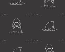 Hai nahtlose Muster, handgezeichnete skizzierte Doodle Hai, Vektor-Illustration