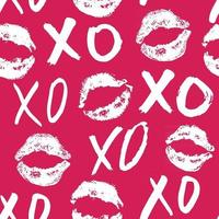 Xoxo Pinsel Schriftzug Zeichen nahtloses Muster, Grunge kalligraphische Umarmungen und Küsse Phrase, Internet Slang Abkürzung Xoxo Symbole, Vektor-Illustration isoliert auf weißem Hintergrund vektor