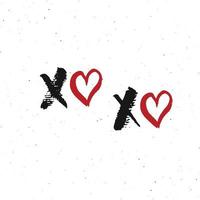 xoxo pensel bokstäver tecken, grunge kalligrafiska kramar och kyssar fras, internet slang förkortning xoxo symboler, vektorillustration vektor