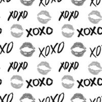 Xoxo Pinsel Schriftzug Zeichen nahtloses Muster, Grunge kalligraphische Umarmungen und Küsse Phrase, Internet Slang Abkürzung Xoxo Symbole, Vektor-Illustration isoliert auf weißem Hintergrund vektor