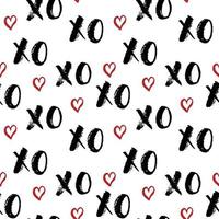 Xoxo Pinsel Schriftzug Zeichen nahtloses Muster, Grunge kalligraphische Umarmungen und Küsse Phrase, Internet Slang Abkürzung Xoxo Symbole, Vektor-Illustration isoliert auf weißem Hintergrund vektor