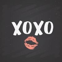 xoxo pensel bokstäver tecken, grunge kalligrafiska kramar och kyssar fras, internet slang förkortning xoxo symboler, vektorillustration vektor