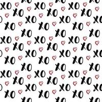 Xoxo Pinsel Schriftzug Zeichen nahtloses Muster, Grunge kalligraphische Umarmungen und Küsse Phrase, Internet Slang Abkürzung Xoxo Symbole, Vektor-Illustration isoliert auf weißem Hintergrund vektor