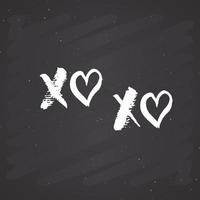 xoxo pensel bokstäver tecken, grunge kalligrafiska kramar och kyssar fras, internet slang förkortning xoxo symboler, vektorillustration vektor