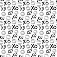 xoxo pensel bokstäver tecken sömlösa mönster, grunge kalligrafiska kramar och kyss fras, internet slang förkortning xoxo symboler, vektorillustration isolerad på vit bakgrund vektor