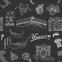 Venedig Italien nahtlose Muster. handgezeichnete Skizze Doodle Zeichnung Vektor-Illustration Hintergrund vektor