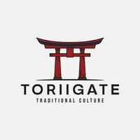 torii Tor Jahrgang Farbe Logo Vektor Illustration Vorlage Design
