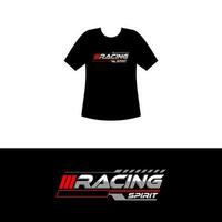 schwarz T-Shirt Design mit ein Rennen Geist Thema. Rennen Vektor