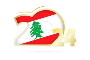 Jahr 2024 mit Libanon Flagge Muster. vektor
