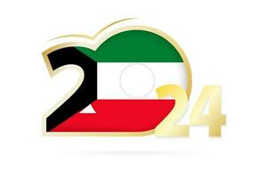 Jahr 2024 mit Kuwait Flagge Muster. vektor