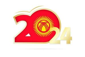 år 2024 med kyrgyzstan flagga mönster. vektor