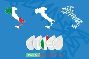 Kartor av Italien i tre versioner för rugby internationell mästerskap. vektor
