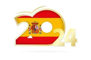 år 2024 med Spanien flagga mönster. vektor