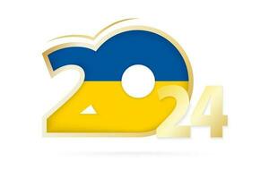 Jahr 2024 mit Ukraine Flagge Muster. vektor