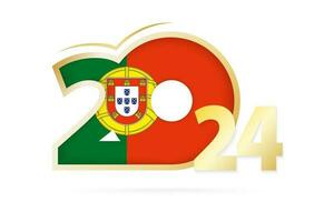 Jahr 2024 mit Portugal Flagge Muster. vektor