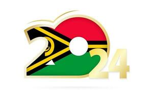 Jahr 2024 mit Vanuatu Flagge Muster. vektor