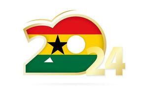 Jahr 2024 mit Ghana Flagge Muster. vektor