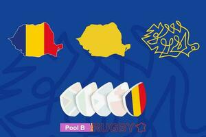 Karten von Rumänien im drei Versionen zum Rugby International Meisterschaft. vektor