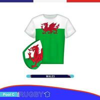 Rugby Jersey von Wales National Mannschaft mit Flagge. vektor