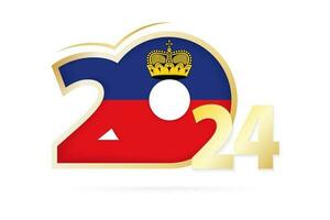 Jahr 2024 mit Liechtenstein Flagge Muster. vektor
