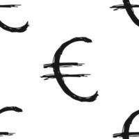 nahtloses Muster der Euro-Zeichenikon-Pinselbeschriftung, kalligraphischer Symbolhintergrund des Schmutzes, Vektorillustration vektor