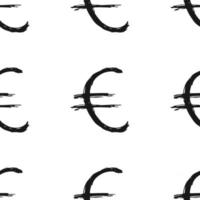 nahtloses Muster der Euro-Zeichenikon-Pinselbeschriftung, kalligraphischer Symbolhintergrund des Schmutzes, Vektorillustration vektor