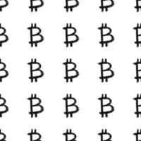 nahtloses Muster der Bitcoin-Zeichenikon-Pinselbeschriftung, kalligraphischer Symbolhintergrund des Schmutzes, Vektorillustration vektor