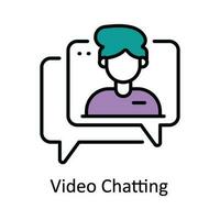 Video chatten Vektor füllen Gliederung Symbol Design Illustration. online Streaming Symbol auf Weiß Hintergrund eps 10 Datei