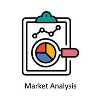 Markt Analyse Vektor füllen Gliederung Symbol Design Illustration. Produkt Verwaltung Symbol auf Weiß Hintergrund eps 10 Datei