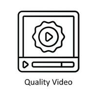 kvalitet video vektor översikt ikon design illustration. uppkopplad strömning symbol på vit bakgrund eps 10 fil