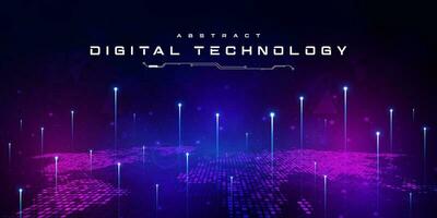 abstrakte digitale technologie futuristische schaltung blauer rosa hintergrund, cyberwissenschaftstechnologie, innovative kommunikationszukunft, ai große daten, internetnetzwerkverbindung, wolkenhi-tech-illustrationsvektor vektor