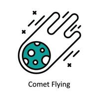 Komet fliegend Vektor füllen Gliederung Symbol Design Illustration. Astrologie und Tierkreis Zeichen Symbol auf Weiß Hintergrund eps 10 Datei