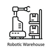 Roboter Warenhaus Vektor Gliederung Symbol Design Illustration. Clever Branchen Symbol auf Weiß Hintergrund eps 10 Datei