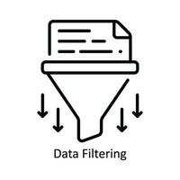 data filtrering vektor översikt ikon design illustration. produkt förvaltning symbol på vit bakgrund eps 10 fil