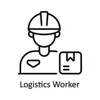 Logistik Arbeiter Vektor Gliederung Symbol Design Illustration. Clever Branchen Symbol auf Weiß Hintergrund eps 10 Datei