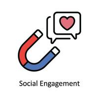 social engagemang vektor fylla översikt ikon design illustration. digital marknadsföring symbol på vit bakgrund eps 10 fil