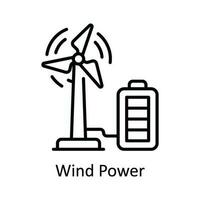 Wind Leistung Vektor Gliederung Symbol Design Illustration. Clever Branchen Symbol auf Weiß Hintergrund eps 10 Datei