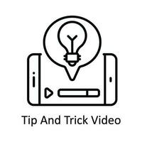 Trinkgeld und Trick Video Vektor Gliederung Symbol Design Illustration. online Streaming Symbol auf Weiß Hintergrund eps 10 Datei