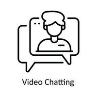 Video chatten Vektor Gliederung Symbol Design Illustration. online Streaming Symbol auf Weiß Hintergrund eps 10 Datei