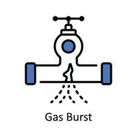 Gas platzen Vektor füllen Gliederung Symbol Design Illustration. Zuhause Reparatur und Instandhaltung Symbol auf Weiß Hintergrund eps 10 Datei