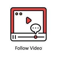 Följ video vektor fylla översikt ikon design illustration. uppkopplad strömning symbol på vit bakgrund eps 10 fil