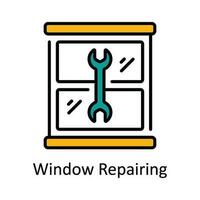 fönster reparation vektor fylla översikt ikon design illustration. Hem reparera och underhåll symbol på vit bakgrund eps 10 fil